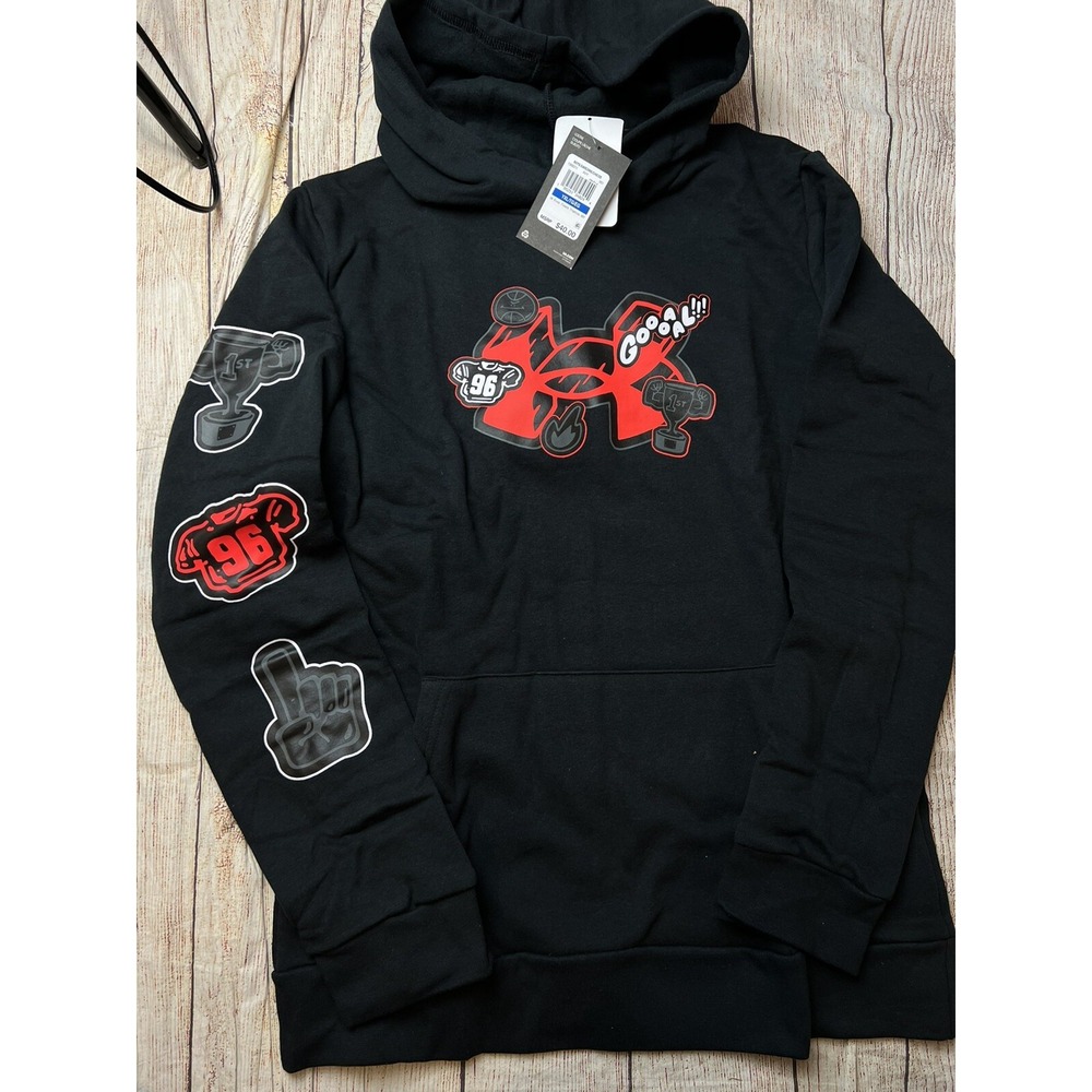 Under Armour Youth XL (18/20) Black Hoodie Bright Logos NEW